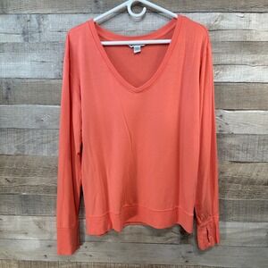 Athleta Sunrise V Neck Sweatshirt‎ Peach Coral Coral Size Large Lightweight